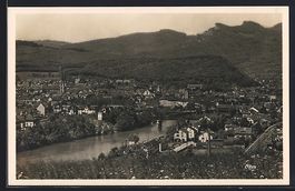 Olten, Ortsansicht mit Brücke und Berge