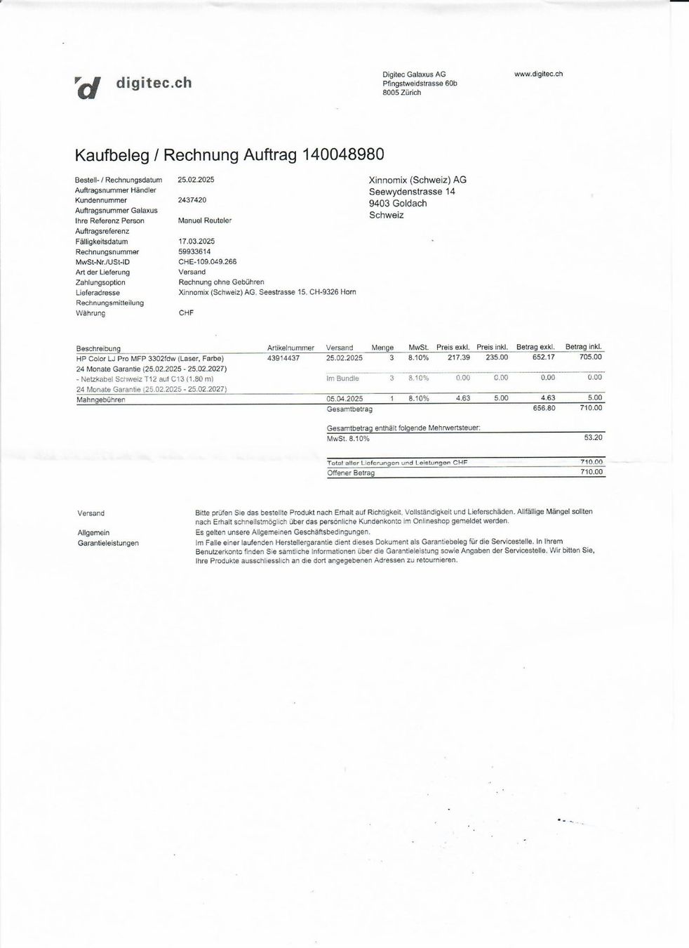 Hewlett Packard Stampanti: Drucker HP Color LJ Pro MFP 3302fdw – Nuovo (secondo la descrizione) da Forch venduto da for_7y8m