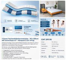 7-Zonen-Taschenfederkernmatratze 90 × 200 cm – H5 –neuwertig