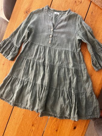 Ipsy Leinenkleid, Gr. M Khaki/ Oilve