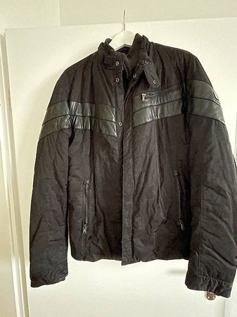 Schwarze Trussardi Jeans Herrenjacke mit Ledereinsätzen