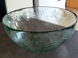 grosse Glasschüssel mit Muscheln - sehr dekorativ/Hinkucker
