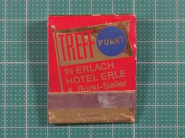 Erlach, altes Zündholz Briefchen Metzgerei Bürki, Hotel Erle