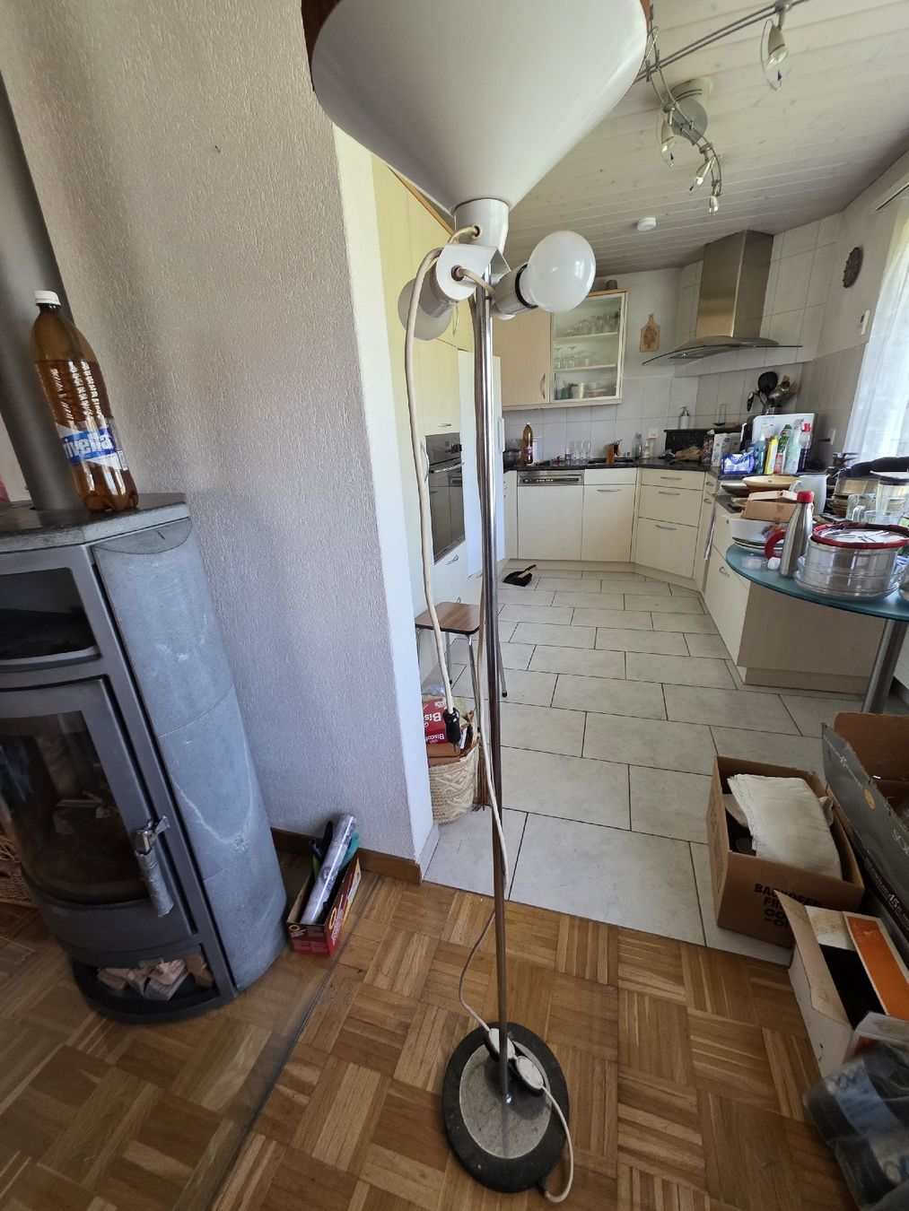 Lampade: Stehlampe mit 3 Lichtern und Holzapplikation – Usato da Ringgenberg BE venduto da roba_67 1