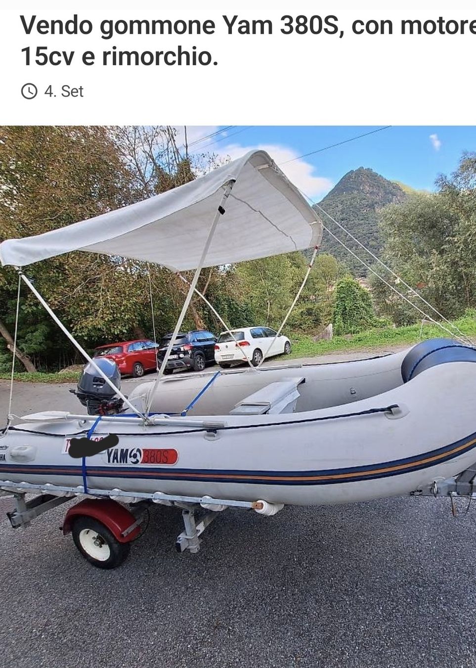 Yam Barche: GOMMONE YAM 380S con carrello  – Usato da Bellinzona venduto da Margoo 2