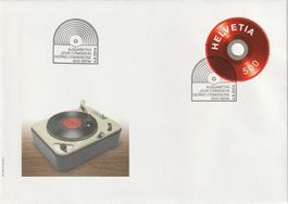 Einzelmarke aus dem Schallplatten-Sonderblock auf FDC
