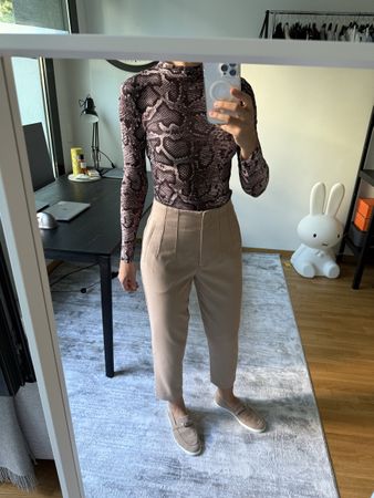 2 ZARA classic high waste trousers beige + black (size M)