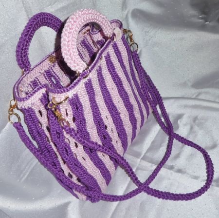 Damen Tasche 2 Farben Violett /Rose.