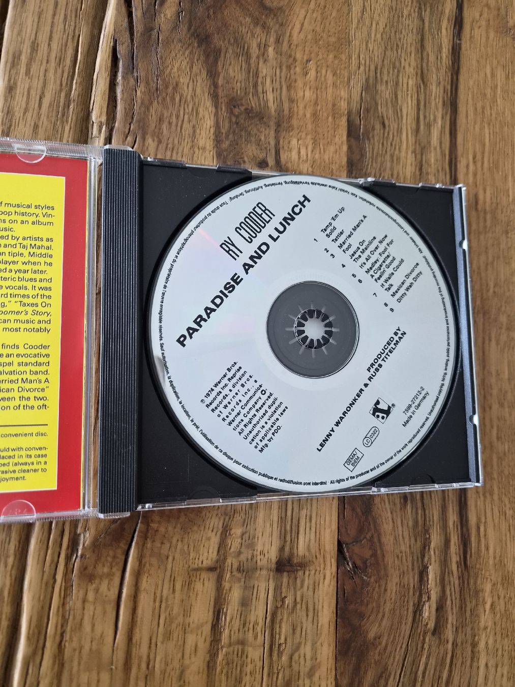 CD: RY COODER PARADISE AND LUNCH – Usato da Zofingen venduto da Tinpan 1