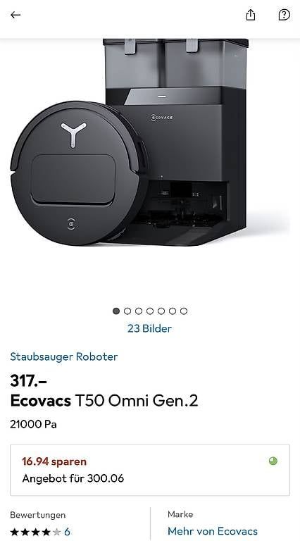 Ecovacs Aspirapolveri & Accessori: Ecovacs Omni T50 Gen. 2 - Neuwertig – Usato da Grüningen venduto da Neuundalt
