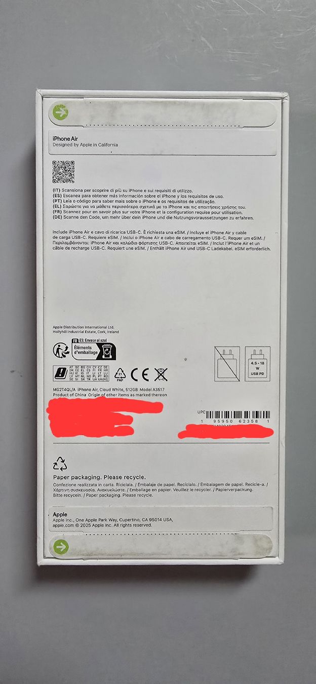 Apple Telefoni cellulari / Smartphones: Apple iPhone Air Cloud White 512GB – Nuovo e nell'imballaggio originale da Bern venduto da WhatAmI 1