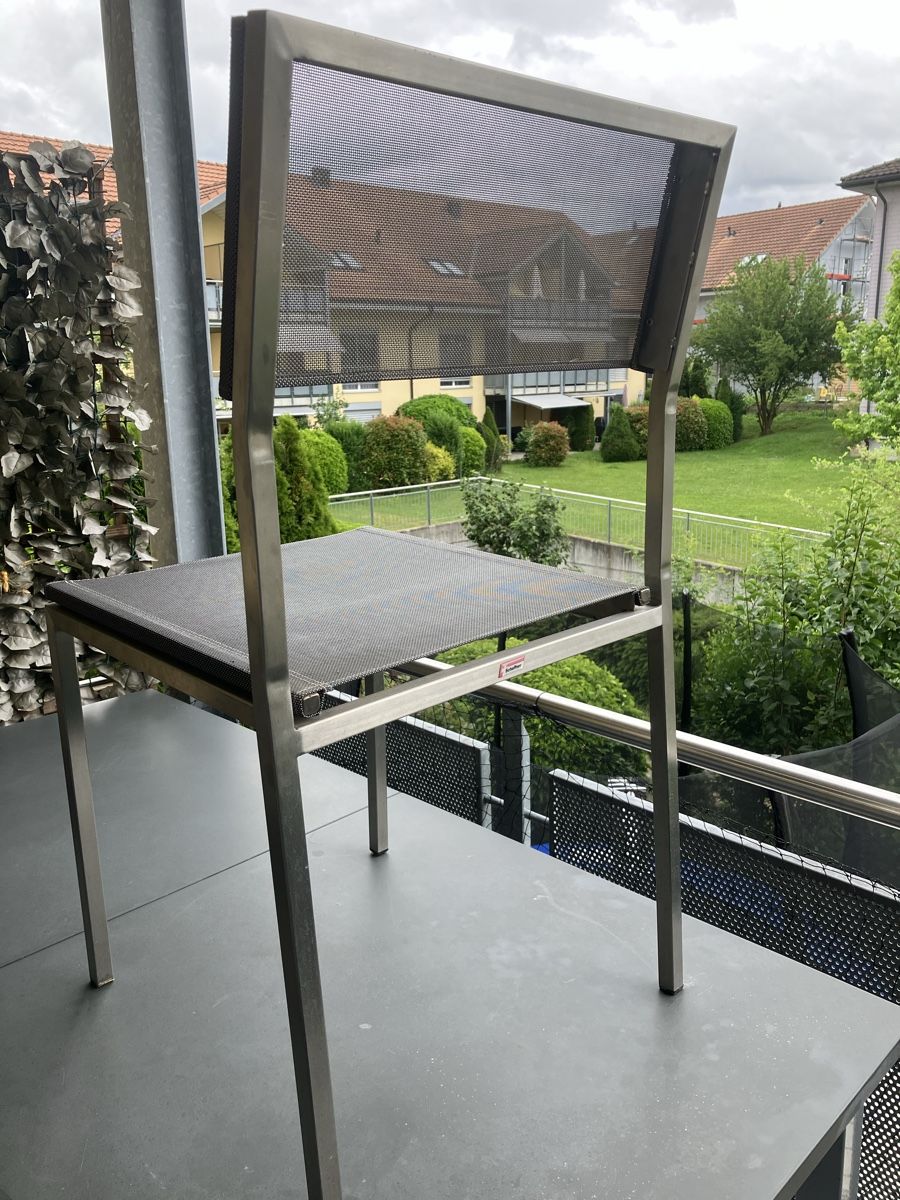 Schaffner Sedie: 4 stabelbare Schaffner Gartenstühle – Usato da Hindelbank venduto da Scroki 3