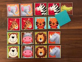 MEMOERY aus Stoff/Filz - 9 Zoo-Tierpaare