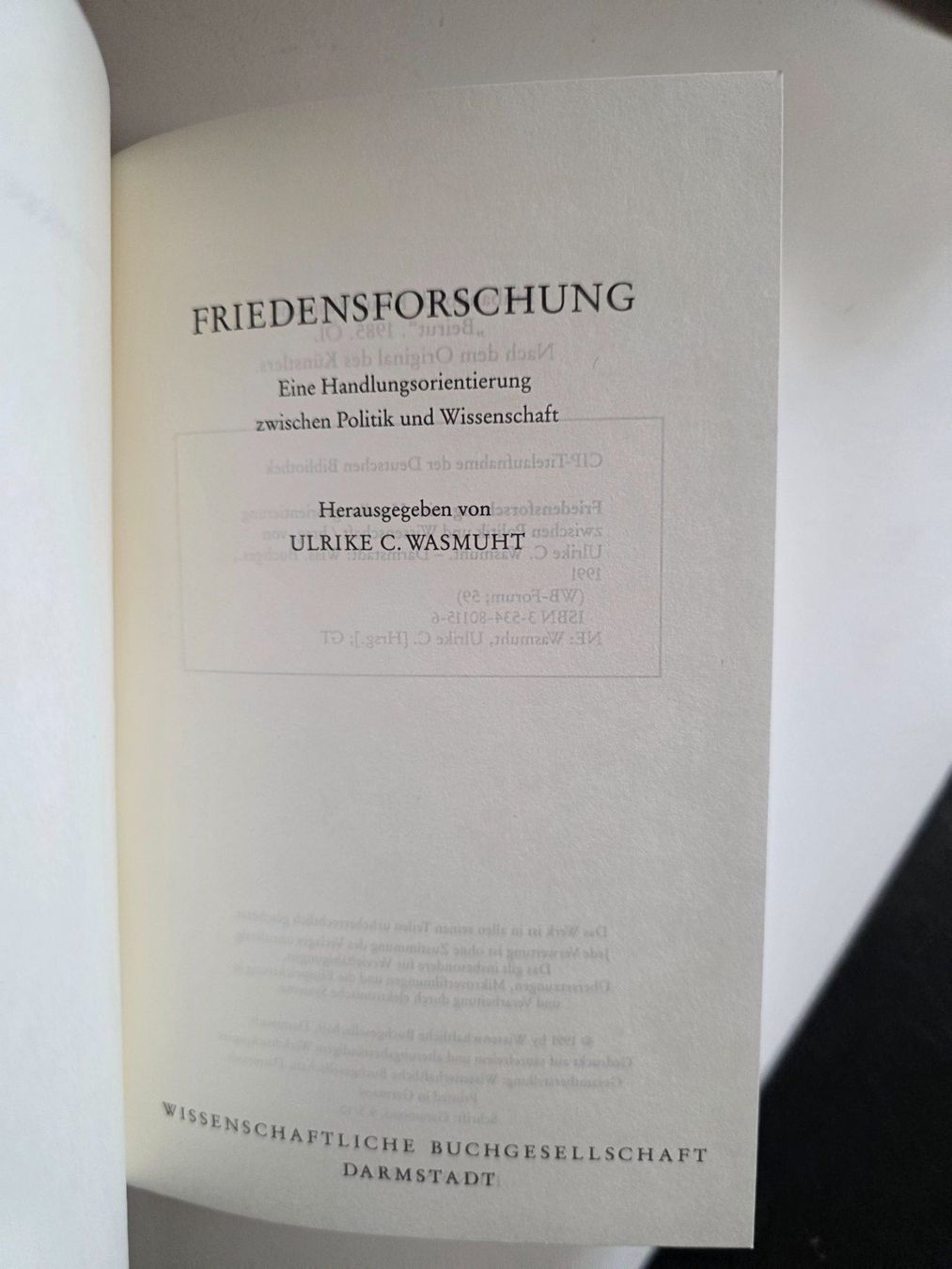 Libri: Friedensforschung - Ulrike C. Wasmuth - 1991 – Usato da Walterswil BE venduto da Lonitti 5