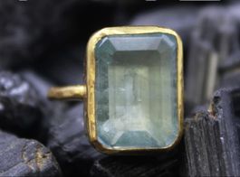Aquamarinring Silber vergoldet