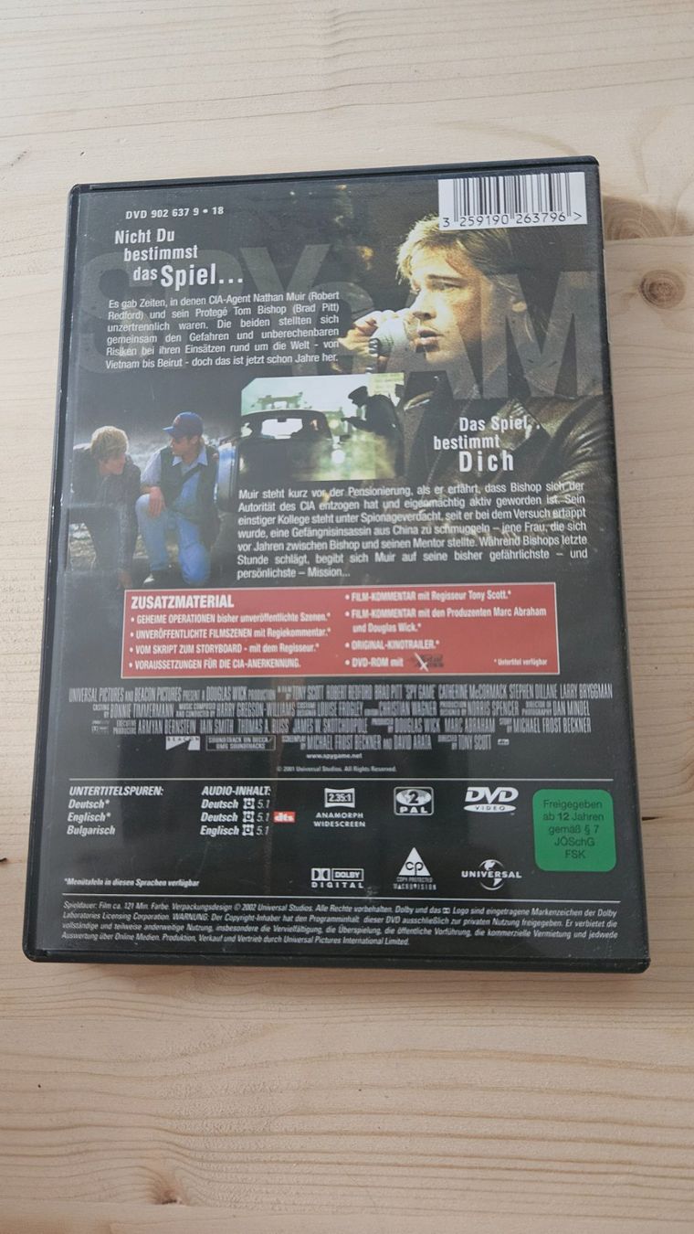 Tutti i DVDs: Spy Game DVD - Der finale Countdown mit Redford, Pitt! – Usato da Escholzmatt venduto da _die_Kaempferin 1