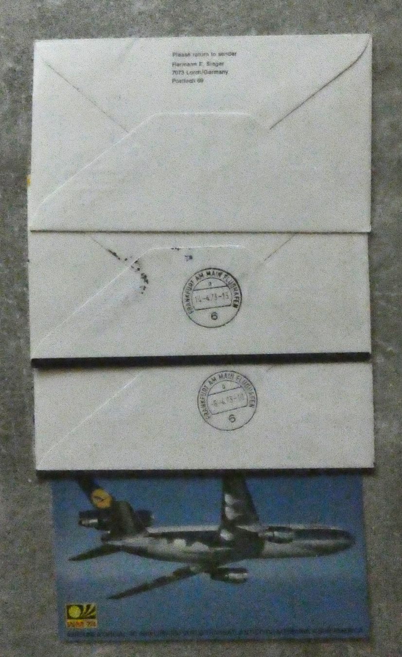 Tutti i francobolli: 4 Flugbelege 1973 und 1974 – Usato da Niederglatt ZH venduto da Fischer_stamps 1