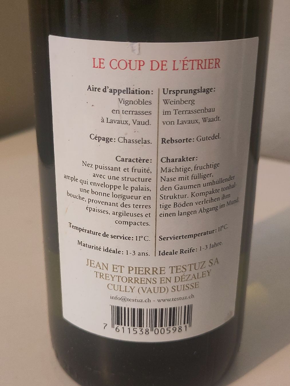 Vino: 8 FL. Lavaux "Coup de L'Étrier" 2015 – Nuovo (secondo la descrizione) da Basel venduto da Morgenmuffel 3