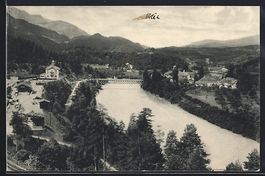AK Reichenau, Ortspartie am Fluss, 1913