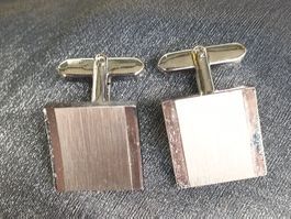 Elegante Vintage Manschettenknöpfe, Silberig Matt 17x18mm