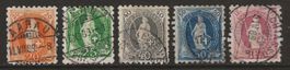 1888 : Stehende Helvetia Nr. 66B - 71B : KP 2115.--