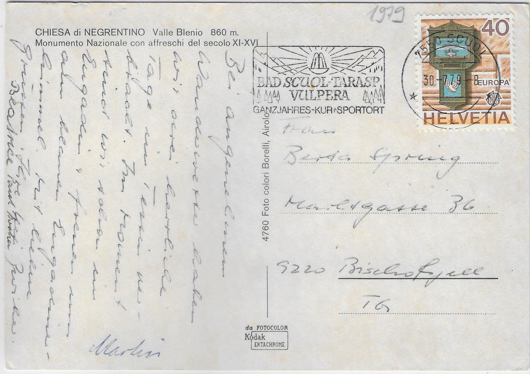 Cartoline postali: Chiesa di Negrentimo Valle Blenio – Antico da Ettingen venduto da Kartenplanet 1