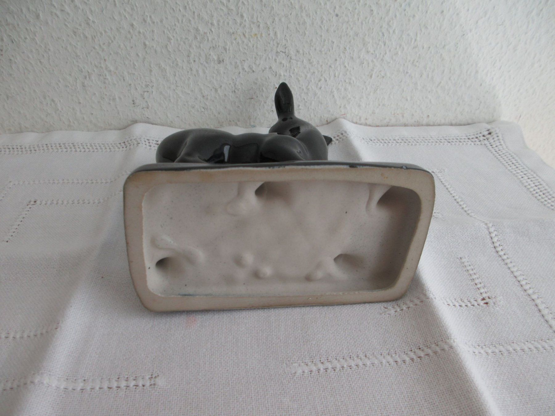 Statuette: Laufen Keramik Schwarzes Reh – Usato da Binningen venduto da mondoantico 4