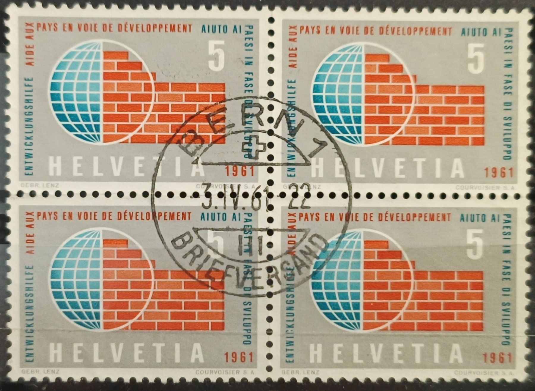 Tutti i francobolli: 1961 Mauer & Globus Viererblock – Nuovo (secondo la descrizione) da Dübendorf venduto da goeggi79