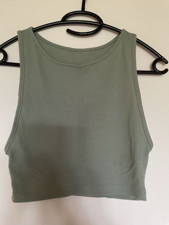 Damen Crop Top gerippt grün