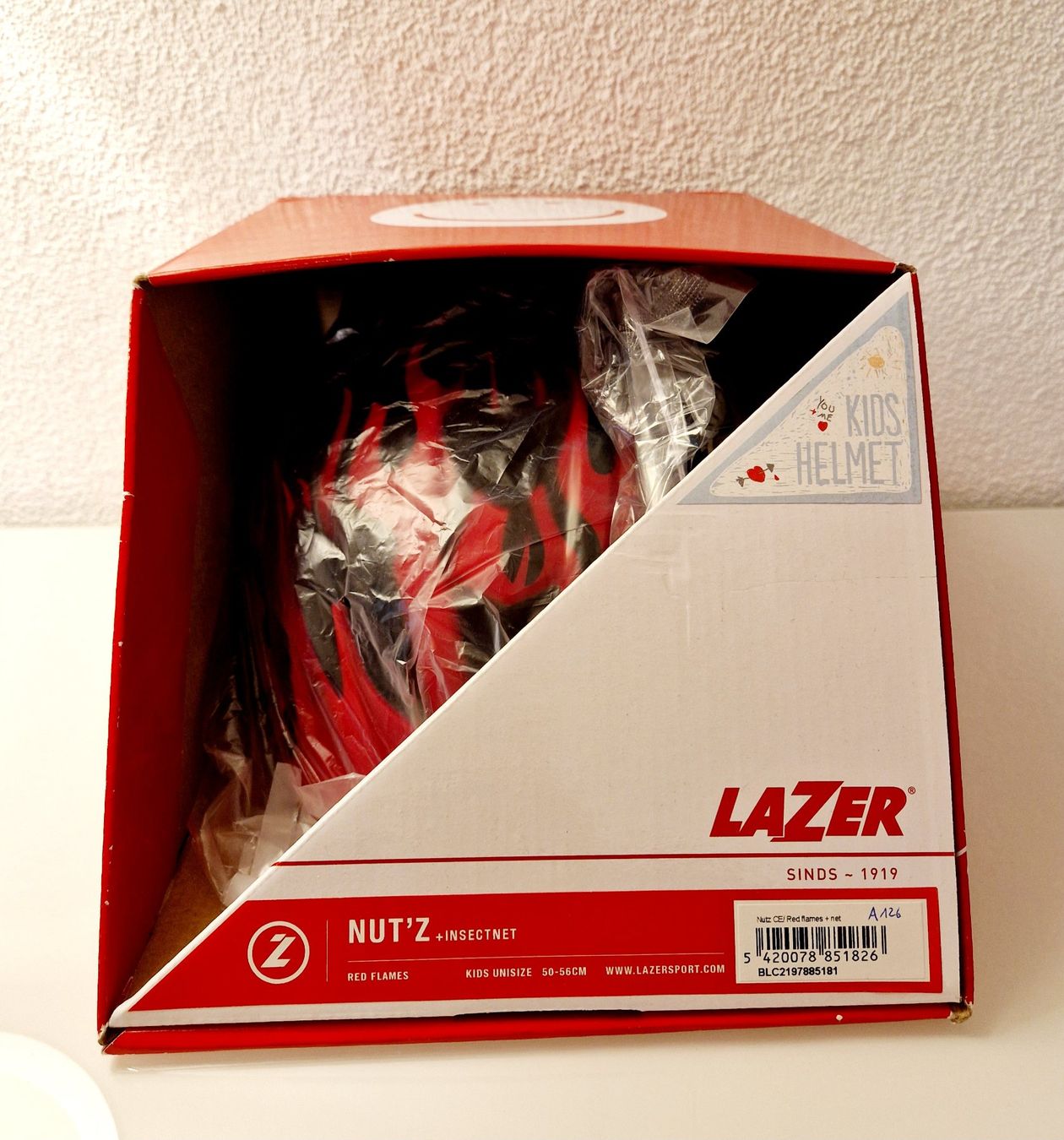 Helme: Velohelm Lazer Nuts Red Flame Helm Kinder / Jugendliche – Neu und originalverpackt aus Braunau von Brand-Store 4
