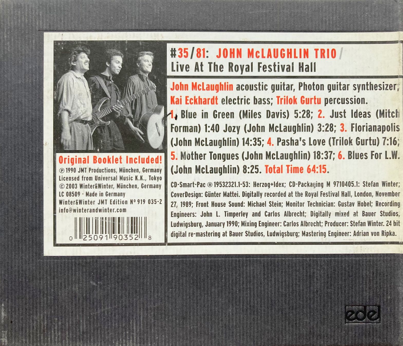 CDs: JOHN MCLAUGHLIN - LIVE AT THE ROYAL FESTIVAL HALL – Gebraucht aus Bottens von hotter-than-hell 1