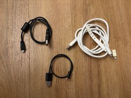 Set of 3 USB cables with adapter C usb to iPhone 