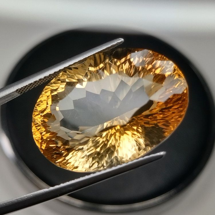 33 35 Karat CITRIN CITRINE Edelstein Concave Cut Gold Gelb Kaufen Auf Ricardo