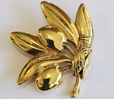 Magnifique broche Vintage - René Gouin. Métal doré, signée.