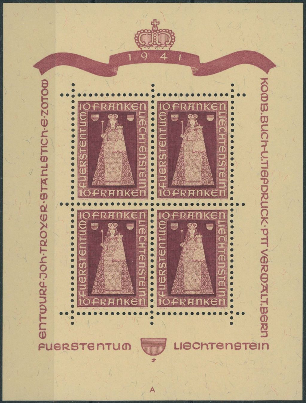 Alle Briefmarken: FL - 1941 - Madonna - Kleinbogen - postfrisch ** – Neu (gemäss Beschreibung) aus Schindellegi von leecollect