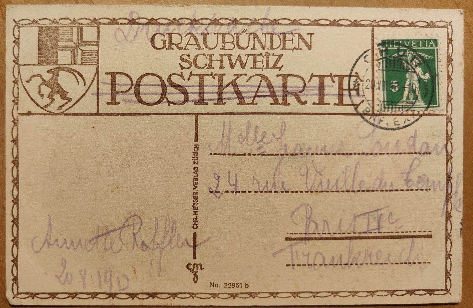 Cartoline postali: Parpan mit Calanda um 1910 – Usato da St. Erhard venduto da Chaeferli6 1