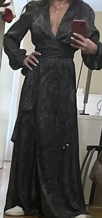 Kleid Maxikleid Boho Wickeloptik Gr. S 36 schwarz gemustert