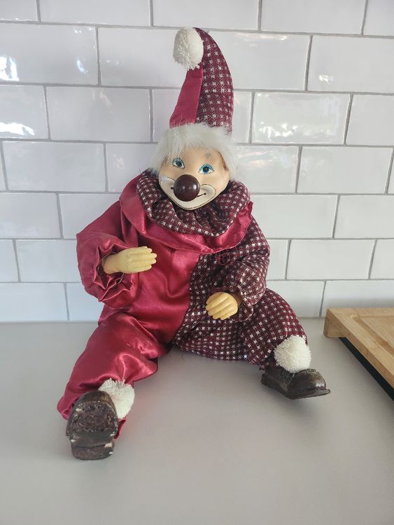 Porzellan-Clown-Puppe, 38 Cm - Bewegliche Figur Für Deko, Sammlung Oder Geschenk