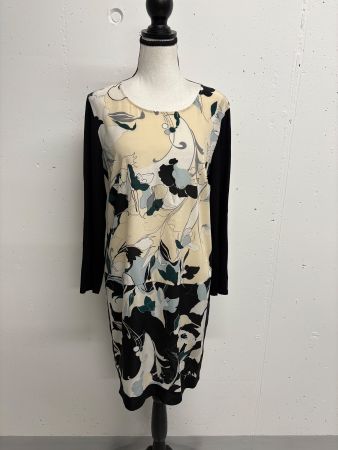 DKNY Donna Karan Kleid mit Blumenmuster Gr. M Seide schwarz