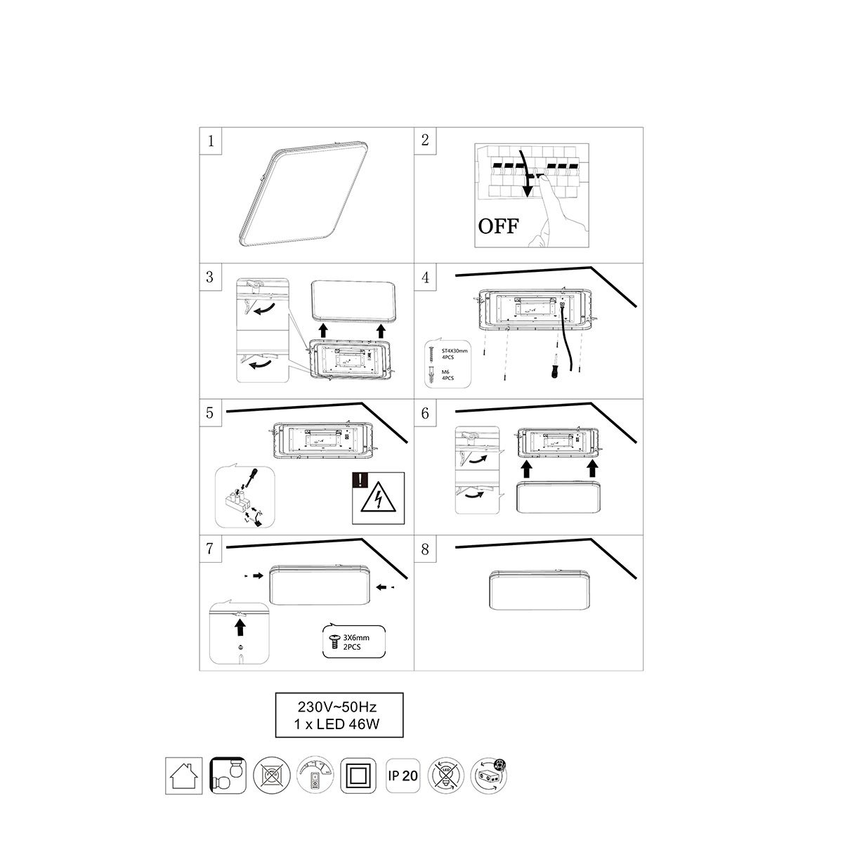 Lampadari & plafoniere: LED Deckenleuchte, Weiss, 53 cm x 53 cm – Nuovo (secondo la descrizione) da Kreuzlingen venduto da Smart-Light 5