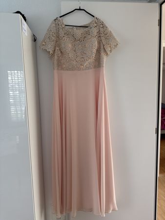 Kleemeier Abendkleid, Gr. 48, zartrosa mit Spitze, Top!