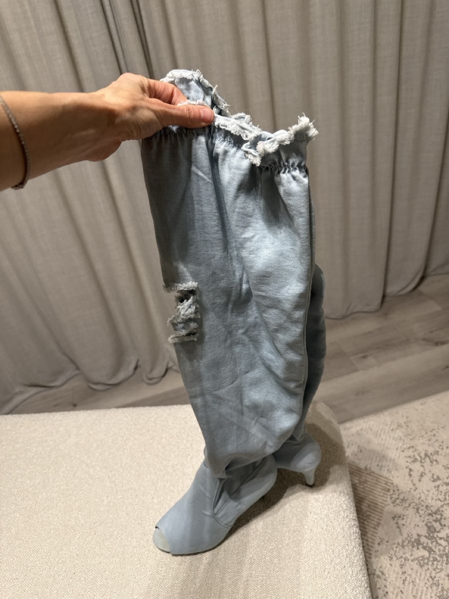 Scarpe da donna: Denim Thigh High Boots, Open Toe, Size 39, Spring Must! – Usato da Biel/Bienne venduto da TanyaM02 1