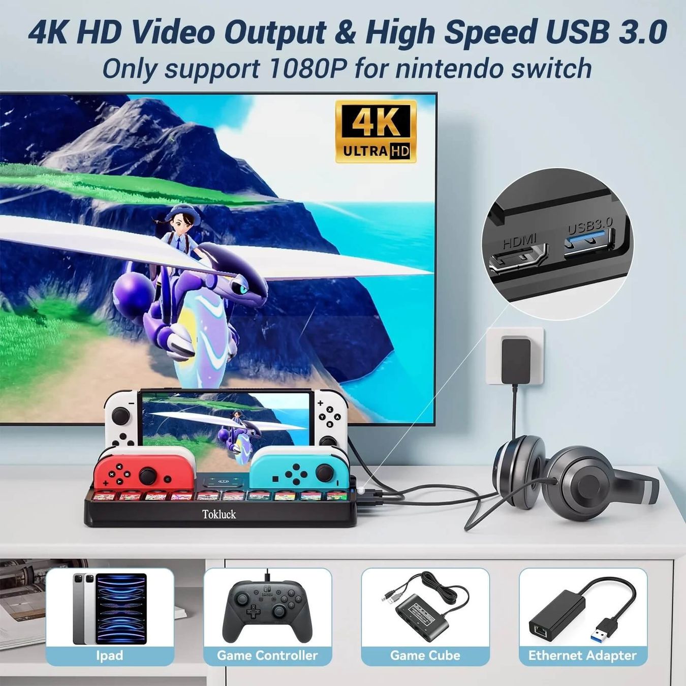 Giochi: Switch TV-Dockstation mit HDMI- und USB-Anschluss – Nuovo e nell'imballaggio originale da Unterägeri venduto da RmOnline 5