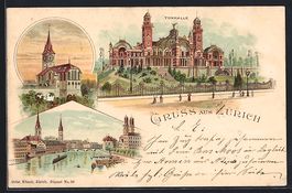 Litho Zürich, Tonhalle, Kirche, Teilans