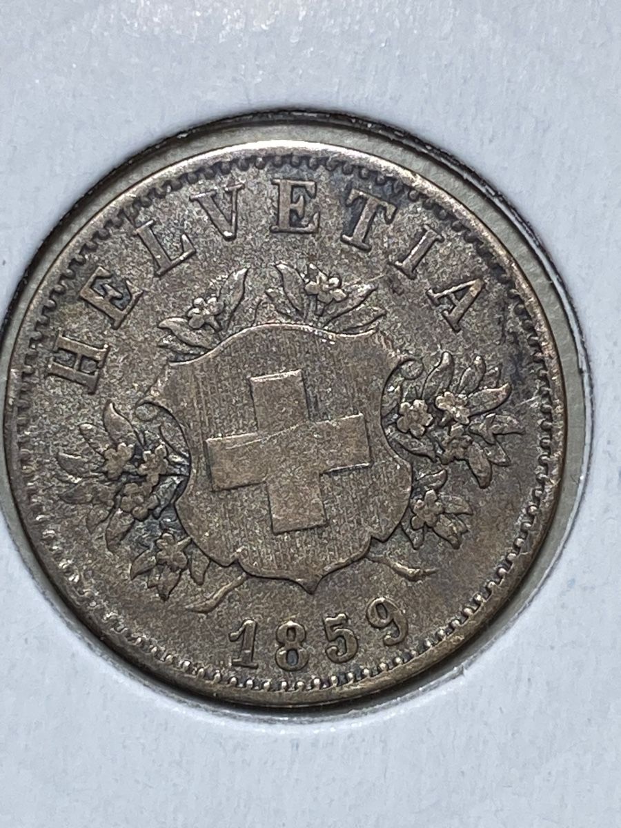 Tutti le monete: Suisse - 20 centimes - 1859 - AG  – Usato da Payerne venduto da Mike1682 2