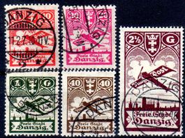 1924 FLUGPOSTMARKEN DANZIG SERIE GESTEMPELT TOP - DE32