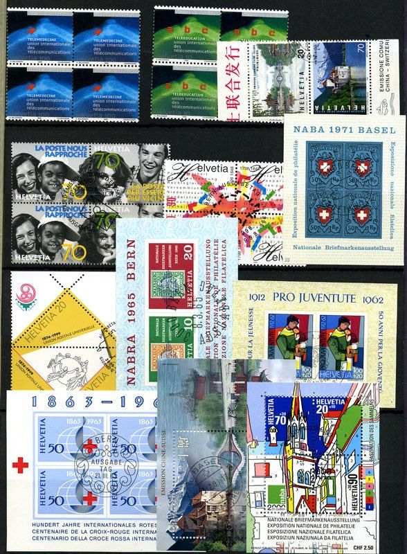 Tutti i francobolli: Block-Sammlung/Kleinbogen/Blockausschnitte CH gest. (G604) – Usato da Seuzach venduto da Philahits