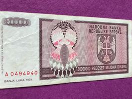 *** A 0494940 - RADAR - Banja Luka 1993 - 50000000 Dinara