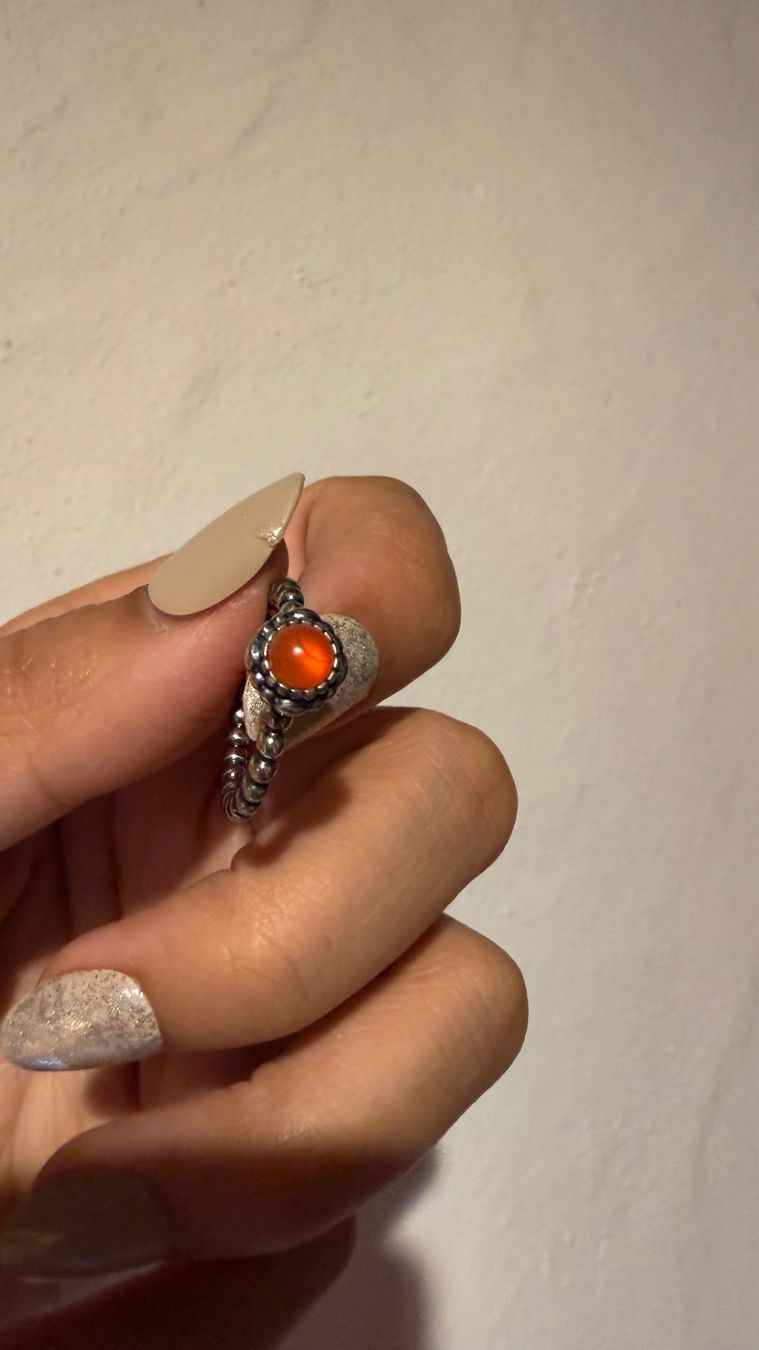 Pandora Anelli: Original Pandora Ring mit orangem Stein - elegant & zeitlos – Nuovo (secondo la descrizione) da Niederrohrdorf venduto da gigerch 9