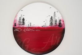 Acrylbild abstrakt Wald rot weiss Unikat